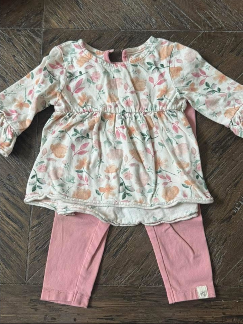 Burt’s Bees Baby Floral Peplum Tunic with Pink Leggings Set